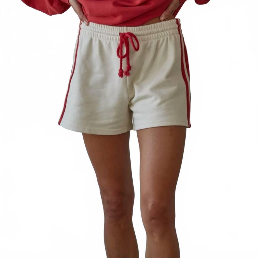 NEW BY TOGETHER the brooke lounge shorts in ecru/red